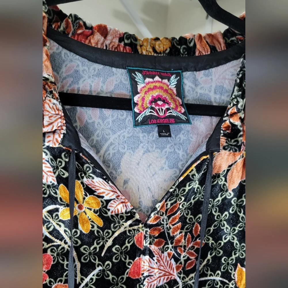 JOHNNY WAS JASMOON FLORE VELVET/SILK FIELD TIERED DRESS SIZE L BNWOT - Picture 10 of 14